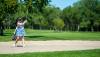 ETHAN CAIRNS / WINNIPEG FREE PRESS
                                Hannah Diamond hits out of a sand trap Thursday during the Canadian women&rsquo;s mid-amateur championship at Breezy Bend Country Club.