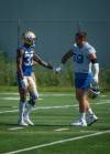 ETHAN CAIRNS / WINNIPEG FREE PRESS
                                Brandon Alexander (left) and Michael Couture both returned to practice with the Bombers on Wednesday.