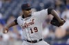 FILE - Detroit Tigers starting pitcher Edwin Jackson throws during the first inning of the team's baseball game against the Kansas City Royals on Sept. 4, 2019, in Kansas City, Mo. Jackson says 14 teams will be it.
The well-traveled pitcher, who spent 17 seasons in the majors, announced his retirement on Instagram on Friday — his 39th birthday and the 19th anniversary of his big league debut. Jackson played for a record 14 clubs, most recently in 2019 with Toronto and Detroit. (AP Photo/Charlie Riedel, File)