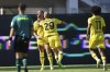 Bologna's Arnautovic celebrates after scoring to 2-2 during the Italian Serie A soccer match between Spezia and Bologna, at Alberto Picco stadium in La Spezia, Italy, Sunday Sept. 4, 2022. (Tano Pecoraro/LaPresse via AP)