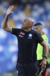 Napoli's coach Luciano Spalletti gestures during the Italian Serie A soccer match between Napoli and Spezia, at the Diego Armando Maradona stadium in Naples, Italy, Saturday, Sept. 10, 2022. (Alessandro Garofalo/LaPresse via AP)