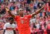 Munich's Mathys Tel celebrates after his opening goal during a German Bundesliga soccer match between Bayern Munich and VfB Stuttgart in Munich, Germany, Saturday, Sept. 22, 2022. (Peter Kneffel/dpa via AP)