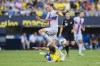 Barcelona's Frenkie de Jong, top, tussles for the ball with Cadiz's Luis Hernandez during Spanish la Liga soccer match between Cadiz FC and FC Barcelona at the Nuevo Mirandilla stadium in Cadiz, southern Spain, Saturday, Sept. 10, 2022. (AP Photo/Jose Breton)