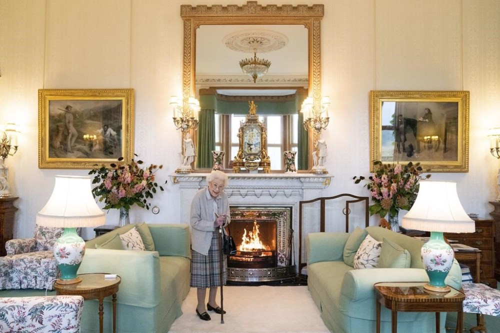 FILE - Britain's Queen Elizabeth II waits in the Drawing Room before receiving Liz Truss for an audience at Balmoral, where Truss was be invited to become Prime Minister and form a new government, in Aberdeenshire, Scotland, Tuesday, Sept. 6, 2022. Buckingham Palace says Queen Elizabeth II is under medical supervision as doctors are