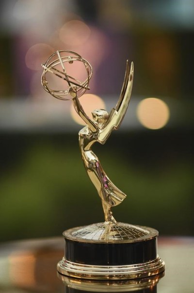 An Emmy award is pictured during Press Preview Day for the 74th Primetime Emmy Awards on Thursday, Sept. 8, 2022, at the Television Academy in Los Angeles. The awards show honoring excellence in American television programming will be held on Monday at the Microsoft Theater at L.A. Live. (Photo by Richard Shotwell/Invision/AP)