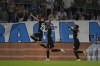 Frankfurt's Jesper Lindstrom, left, celebrates with teammates after scoring the opening goal during the Champions League group D soccer match between Marseille and Frankfurt at the Velodrome stadium in Marseille, southern France, Tuesday, Sept. 13, 2022. (AP Photo/Daniel Cole)
