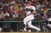 Washington Nationals' Luke Voit follows through on a solo home run against the Baltimore Orioles during the fourth inning of a baseball game at Nationals Park, Tuesday, Sept. 14, 2022, in Washington. (AP Photo/Jess Rapfogel)