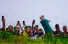 Rory McIlroy of Northern Ireland hits a tee shot during the Italianl Open at Guidonia Montecelio, near Rome, Thursday, Sep. 15, 2022. (AP Photo/Domenico Stinellis)