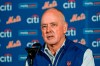 FILE - New York Mets president Sandy Alderson speaks during a news conference before the team's baseball game against the Miami Marlins on Sept. 29, 2021, in New York. Alderson will step down as president of the Mets when the team finds his replacement. The 74-year-old Alderson, a cancer survivor who has served two stints as New York's general manager, will move to a new role as special advisor to owners Steve and Alex Cohen and the senior leadership team. (AP Photo/Frank Franklin II, File)
