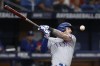 Texas Rangers' Jonah Heim fouls off a Tampa Bay Rays pitch during the fifth inning of a baseball game Friday, Sept. 16, 2022, in St. Petersburg, Fla. (AP Photo/Scott Audette)