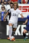 FILE - France's midfielder Kheira Hamraoui (23) in action during the first half of a SheBelieves Cup women's soccer match Sunday, March 6, 2016, in Nashville, Tenn. Paris Saint-Germain player Kheira Hamraoui published photos of her injuries from the brutal attack that left her fearing for her career, saying Saturday, Sept. 17, 2022 she is still haunted by it “night and day