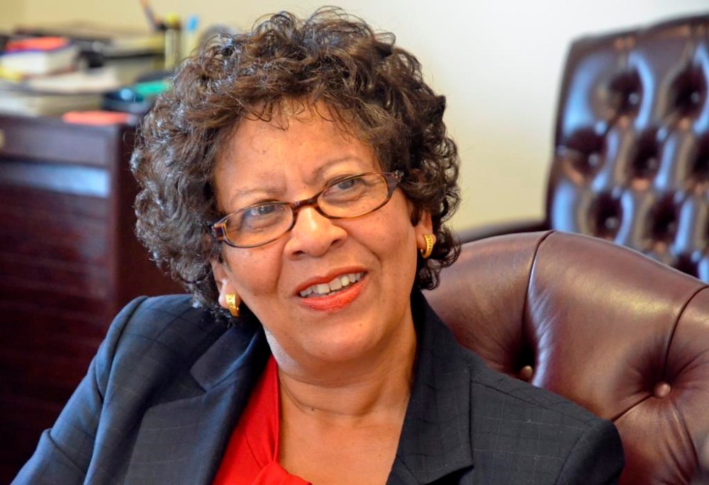 FILE - Cynthia Warrick, then-interim president of South Carolina State University, smiles in her office in Orangeburg, S.C., May 8, 2013. Warrick, Stillman College's first female president, has announced plans to retire after leading the Tuscaloosa, Ala.-based historically Black college for five years. The college plans to find her successor by the June 30, 2023, end of Warrick’s contract. (Larry Hardy/The Times and Democrat via AP, File)