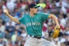 Seattle Mariners starting pitcher George Kirby throws to a Los Angeles Angels batter during the first inning of a baseball game in Anaheim, Calif., Saturday, Sept. 17, 2022. (AP Photo/Alex Gallardo)