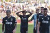 Juventus players walk off the pitch after the Serie A soccer match between Monza and Juventus, in Monza, Italy, Sunday, Sept. 18, 2022. Monza won 1-0. (Claudio Grassi/LaPresse via AP)