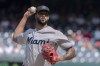 Miami Marlins starting pitcher Sandy Alcantara throws a pitch during the first inning of a baseball game against the Washington Nationals in Washington, Sunday, Sept. 18, 2022. (AP Photo/Manuel Balce Ceneta)