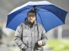 File - Moenchengladbach's then sporting director Max Eberl is pictured in the rain ahead of the Champions League, Group B, soccer match between Borussia Moenchengladbach and Inter Milan at the Borussia Park in Moenchengladbach, Germany, Tuesday, Dec. 1, 2020. German first division, Bundesliga, team RB Leipzig hired former Borussia Moenchengladbach sporting director Max Eberl on Monday after reaching an agreement with its league rival to end his previous contract. (AP Photo/Martin Meissner, File)