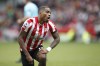 Brentford's Ivan Toney grimaces during the English Premier League soccer match between Brentford and Arsenal, at the Gtech Community stadium, London, Sunday, Sept.18, 2022. (AP Photo/David Cliff)