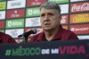 Mexico manager Gerardo Martino fields questions during the soccer team's Media Day ahead of the 2022 FIFA World Cup in Qatar Tuesday, Sept. 20, 2022, in Carson, Calif. (AP Photo/Marcio Jose Sanchez)