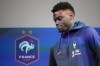 French soccer player Benoit Badiashile attends a press conference of the French national soccer team at Clairefontaine training center, south of Paris, France, Monday, Sept. 19, 2022. (AP Photo/Francois Mori)