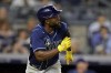 Tampa Bay Rays' Randy Arozarena runs up the line after hitting an RBI double against the New York Yankees during the fourth inning of a baseball game Friday, Sept. 9, 2022, in New York. (AP Photo/Adam Hunger)