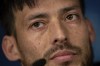 FILE - Manchester City player David Silva attends a press conference in Madrid, Spain, Tuesday, Feb. 25, 2020. On Thursday, Sept. 22, 2022, a Spanish court has found former Manchester City midfielder David Silva guilty of hurting a woman during a brawl. . (AP Photo/Bernat Armangue, File)