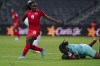 Trinidad and Tobago's goalkeeper Kimira Forbes catches the ball as Canada's Deanne Rose looks on during a CONCACAF Women's Championship soccer match in Monterrey, Mexico, Tuesday, July 5, 2022. Rose has been sidelined 