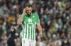 FILE - Betis' Borja Iglesias gestures during the Europa League, round of 16, first leg soccer match between Betis and Eintracht Frankfurt at the Benito Villamarin stadium in Seville, Spain, Wednesday, March 9, 2022. The Real Betis striker is set to make his international debut at age 29 when Spain hosts Switzerland in the Nations League on Saturday, Sept. 24, 2022 in Zaragoza. (AP Photo/Angel Fernandez, File)