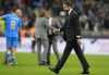 England's coach Gareth Southgate leaves the field at the end of the UEFA Nations League soccer match between Italy and England at the San Siro stadium, in Milan, Italy, Friday, Sept. 23, 2022. (AP Photo/Antonio Calanni)