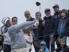 George Coetzee, of South Africa, tees off on the third hole during the French Golf Open at Le Golf National in Saint-Quentin-en-Yvelines, outside Paris, France, Saturday, Sept. 24, 2022. (AP Photo/Michel Euler)