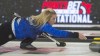 Team Jones skip Jennifer Jones plays a rock during woman's final against Team Scheidegger at the PointsBet Invitational curling event in Fredericton on Sunday Sept. 25, 2022. Jones won the women's title at the inaugural PointsBet Invitational Sunday with a 7-4 win over Casey Scheidegger in the final. THE CANADIAN PRESS/HO-Curling Canada-Michael Burns 
**MANDATORY CREDIT **