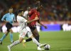 Switzerland's Renato Steffen challenges for the ball with Spain's Nico Williams during the UEFA Nations League soccer match between Spain and Switzerland, at the Benito Villamarin Stadium, in Seville, Spain, Saturday, Sept. 24, 2022. (AP Photo/Jose Breton)