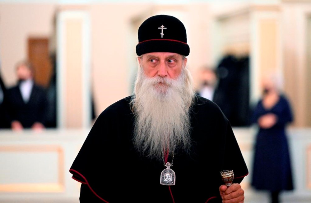 Russian Orthodox Old-Rite Church Metropolitan Korniliy arrives to attend celebrations marking the incorporation of regions of Ukraine to join Russia in Red Square in Moscow, Russia, Friday, Sept. 30, 2022. The signing of the treaties making the four regions part of Russia follows the completion of the Kremlin-orchestrated