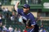 Chicago Cubs starting pitcher Adrian Sampson throws against the Cincinnati Reds during the first inning of a baseball game in Chicago, Friday, Sept. 30, 2022. (AP Photo/Nam Y. Huh)