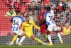 Liverpool's Roberto Firmino, 2nd right, scores his side's second goal during the English Premier League soccer match between Liverpool and Brighton & Hove Albion at Anfield, Liverpool, England, Saturday Oct. 1, 2022. (Peter Byrne/PA via AP)