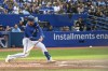 Toronto Blue Jays' Danny Jansen (9) hits a single during second inning AL MLB baseball action against the Boston Red Sox, in Toronto on Saturday October 1, 2022. THE CANADIAN PRESS/Christopher Katsarov