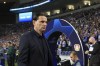 Leverkusen's head coach Gerardo Seoane walks to the bench before the start of a Champions League group B soccer match between FC Porto and Bayer 04 Leverkusen at the Dragao stadium in Porto, Portugal, Tuesday, Oct. 4, 2022. Porto won 2-0. (AP Photo/Luis Vieira)