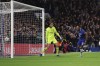 Chelsea's Pierre-Emerick Aubameyang scores his side's second goal during a Group E soccer match between Chelsea FC and AC Milan, at Stamford Bridge stadium, in London Wednesday, Oct. 5, 2022. (AP Photo/Ian Walton)