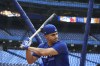 Toronto Blue Jays outfielder Whit Merrifield (1) is photographed during batting practice, ahead of the team's wildcard series matchup against the Seattle Mariners in Toronto, Thursday, Oct. 6, 2022. THE CANADIAN PRESS/Alex Lupul
