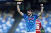Alessandro Garofalo / LaPresse via AP
                                Napoli&rsquo;s Khvicha Kvaratskhelia celebrates during the Serie A soccer match between Napoli and Monza at Diego Armando Maradona stadium in Naples, Italy on Aug. 21.