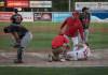 JESSICA LEE / WINNIPEG FREE PRESS
                                Goldeyes MVP Max Murphy lies on the ground after colliding with Fargo-Moorhaed catcher Christian Correa (left) Wednesday night at Shaw Park.
