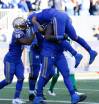 JOHN WOODS / THE CANADIAN PRESS
                                Winnipeg Blue Bombers’ Rasheed Bailey (88), Jermarcus Hardrick (51) and Brendan OLeary-Orange (84) celebrate OLeary-Oranges touchdown against Saskatchewan Roughriders’ Miles Brown (28) during the second half of CFL football action in Winnipeg Saturday, September 10, 2022.
