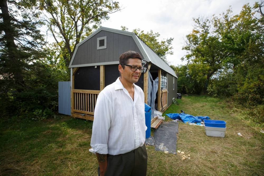 MIKE DEAL / WINNIPEG FREE PRESS
                                Jerry, the man living in a makeshift home on city property in St. James, used to live in the area for more than 20 years, and worked as a rink attendant at the Keith Bodley Arena.