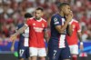 PSG's Kylian Mbappe gestures during the Champions League group H soccer match between SL Benfica and Paris Saint-Germain at the Luz stadium in Lisbon, Wednesday, Oct. 5, 2022. (AP Photo/Armando Franca)