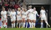 England's Georgia Stanway, centre, celebrates after scoring her side's second goal during the women's friendly soccer match between England and the US at Wembley stadium in London, Friday, Oct. 7, 2022. (AP Photo/Kirsty Wigglesworth)