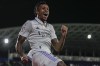 Real Madrid's Eder Militao celebrates after scoring during La Liga soccer match between Getafe and Real Madrid in Getafe, outskirts Madrid, Spain, Saturday, Oct. 8, 2022. (AP Photo/Bernat Armangue)