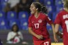 Canada's Jessie Fleming (17) celebrates scoring her side's opening goal against Jamaica during a CONCACAF Women's Championship soccer semifinal match in Monterrey, Mexico, Thursday, July 14, 2022. THE CANADIAN PRESS/AP/Fernando Llano