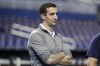FILE - Milwaukee Brewers general manager David Stearns stands on the field before a baseball game against the Miami Marlins, Wednesday, Sept. 11, 2019, in Miami. Stearns acknowledged the trade of four-time All-Star closer Josh Hader affected the team more than he expected at the time he made the deal. “It had a more pronounced impact than I thought it would at the time, and the surrounding moves didn’t adequately fortify the team in Josh’s absence,” Stearns said Tuesday, Oct. 11, 2022, during a news conference wrapping up the season. (AP Photo/Lynne Sladky, File)
