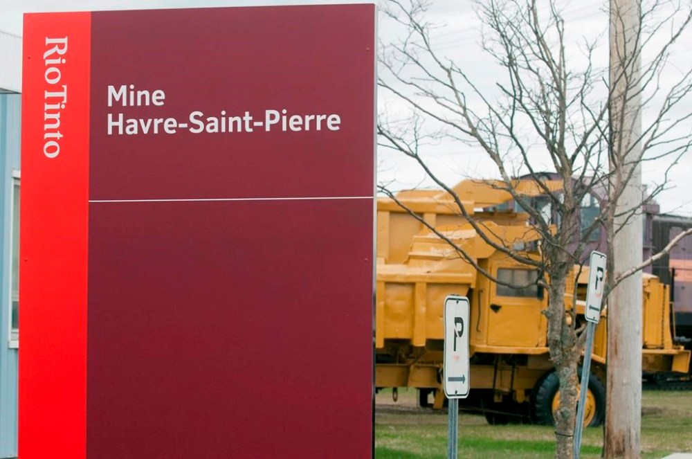 The sign for the Rio Tinto Iron and Titanium mining office is shown on Thursday, May 26, 2011 in Havre-Saint-Pierre Quebec. THE CANADIAN PRESS/Jacques Boissinot