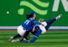 Toronto Blue Jays shortstop Bo Bichette (11) and Toronto Blue Jays centre-fielder George Springer (4) collide while to trying to catch a short fly ball during eighth inning American League wild card MLB baseball action against the Seattle Mariners in Toronto on Saturday, Oct. 8, 2022. A post-season appearance that ended shortly after it began has forced the Toronto Blue Jays to shift focus to the off-season earlier than they'd hoped. THE ;CANADIAN PRESS/Frank Gunn