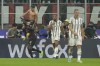 AC Milan's Brahim Diaz, left, celebrates after scoring during the Serie A soccer match between AC Milan and Juventus at the San Siro stadium, in Milan, Italy, Saturday, Oct. 8, 2022. (AP Photo/Antonio Calanni)